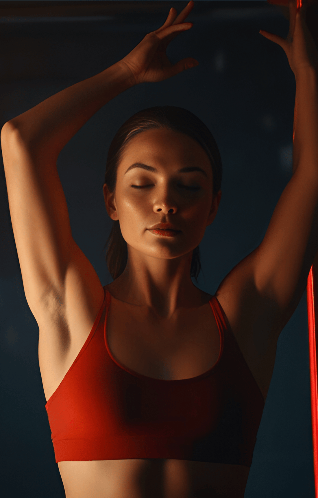 Illustration of a red light therapy panel in use at home