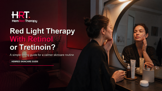 HemRed Therapy guide to using red light therapy with retinol or tretinoin